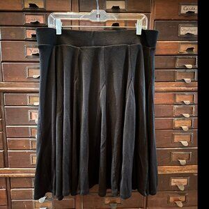 Talbots Black Modal Cotton Pull on Knee Length Flare Style Skirt, Sz Lg Petite